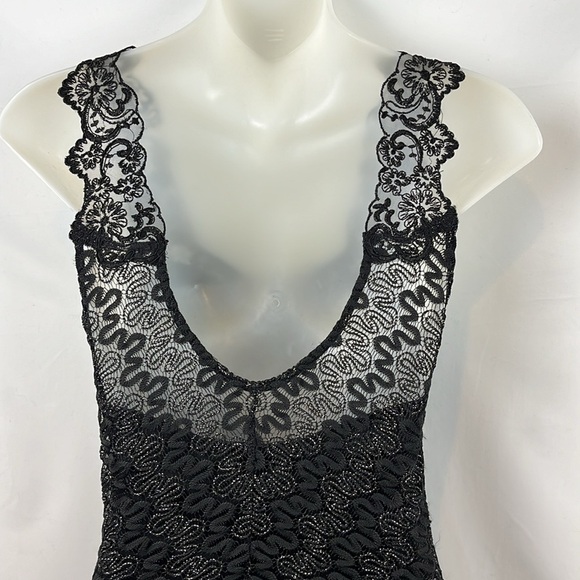 Free People Foiled Again Black Metallic Treaded Lace Bodycon Dress Black Size M - Picture 9 of 12